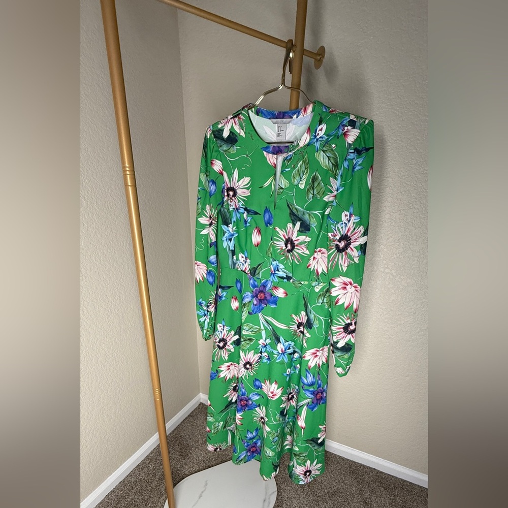 H&M Green Floral Print Dress